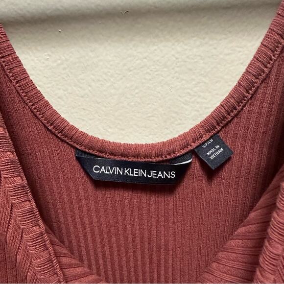 Calvin Klein dusty rose‎ ribbed tank scoop neck body con dress NWT - Picture 5 of 8